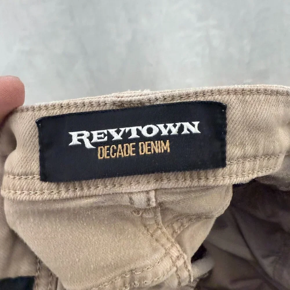 Revtown Sharp Pants Mens 35x34 (34x33) Beige Straight Leg Stretch